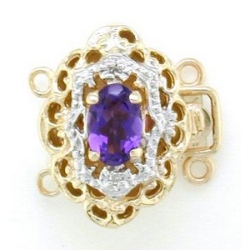N339 14K AMETHYST 2 DIAMOND SLIDE 